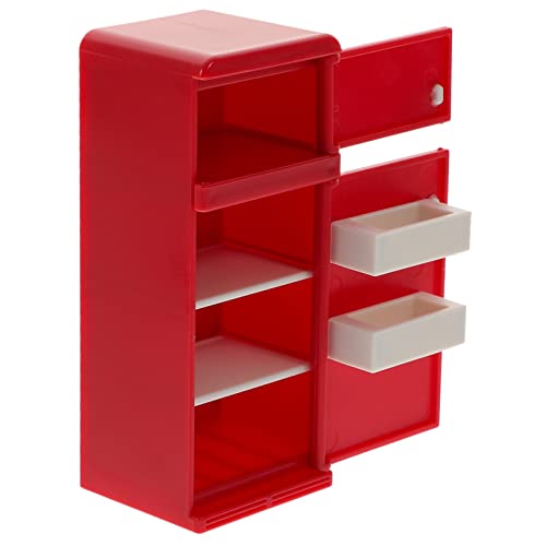 Alasum Mini-Schlafzimmer-Accessoires Miniaturmöbel Und Accessoires Küchenminiaturen Miniatur-Dinge Minikühlschrank Zum Basteln Puppenmöbel Miniaturkühlschrank Mini Möbel Plastik Rot von Alasum