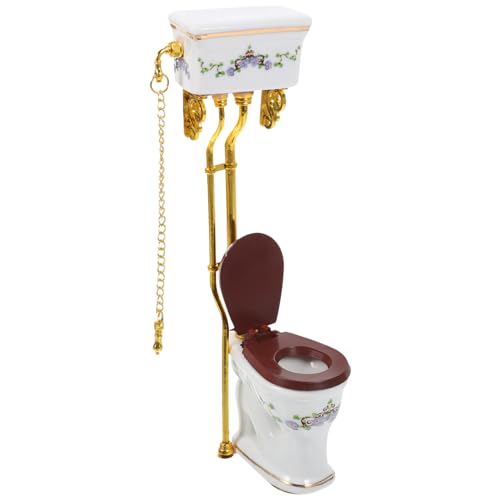 Alasum Mini-Toilettensitz-Spielzeug Vintage-Puppenhausmöbel 1:12 Miniatur-Keramik-Toilette Im Viktorianischen Stil Porzellan-Toilette Mini-Ornament Kinder-Rollenspiel-Möbelmodell von Alasum