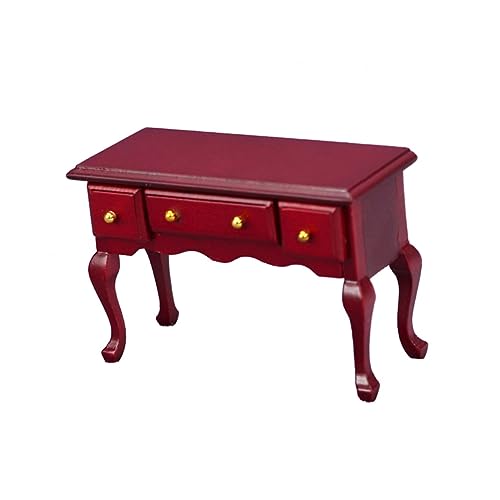 Alasum Mini -schreibtischmodell Mini-puppenhaus- Miniatur-puppenhaus-beistelltisch Mini-Schreibtisch Mini Möbel Modelltisch Puppenhaus-anzeige Dollhouse Decor Hölzern Rot von Alasum