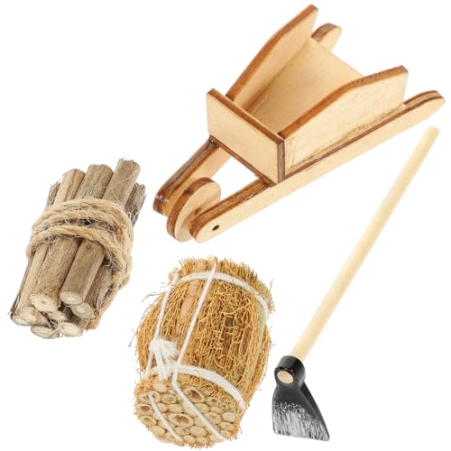 Alasum Gartenfiguren Zubehör Set 1 Set Mit Holzscheitwagen Und Heuhaufen Dekorationen Für Puppenhaus Und Szenerie Dekorative Spielzeuge Für Kreative Farm Layouts von Alasum