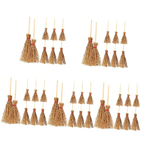 Alasum Miniatur Besen 50 Stück Mini-Besen Hexenbesen Miniaturbesen Zum Basteln Spaß Halloween Dekoration Halloween-Dekoration Puppenhaus Spielzeug Kleine Besen Dekorationen Halloween-Besen Buche von Alasum