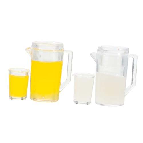 Alasum 2 Sets Miniatur Orangensaft Set Puppenhaus Miniatur Küchenzubehör Dekorative Mini Krug Tasse Set von Alasum