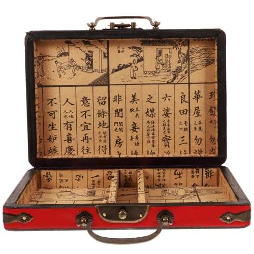 Alasum Nur Mahjong-Koffer Mini-Aufbewahrungsbox Für Chinesisches Mahjong Traditionelle Mahjong-Fliesen Geschenkbox Vintage-Schatzkiste Aus Leer Kleines Mahjong-Spielset Tragetasche von Alasum