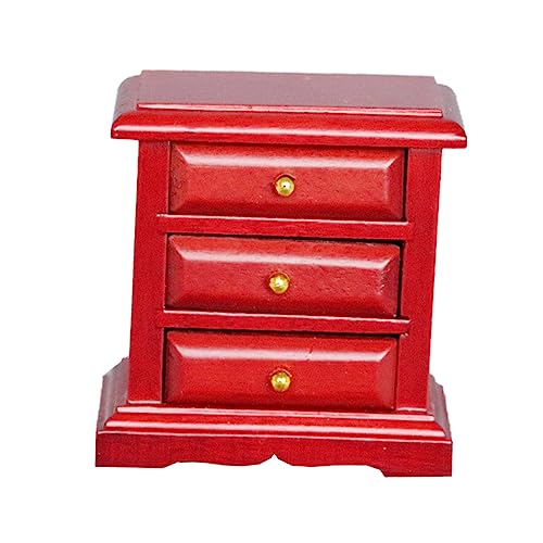 Alasum Puppenhaus Seitenschrank für kinderspielzeug Night Table nachtschränke Dekoration Schlafzimmer Mini- Schubladen Miniaturmodell Miniaturspielzeug hölzern rot von Alasum