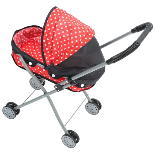 Alasum Realistischer Puppenwagen mit Sicherem Weichem Griff und Stabiler Rahmen Puppenwagen für Mädchen Fördert Hand Auge Koordination und Sensorisches Spielspaß Teilig Rot Schwarz von Alasum