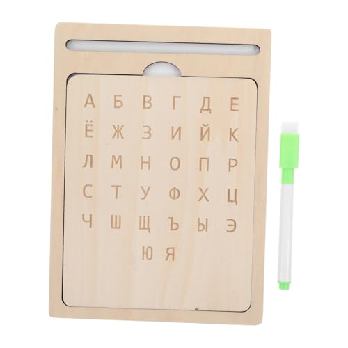 Alasum Russisches Zeichenbrett Für Kinder, Holzschreibtafel, Alphabet-zeichenblock Für Kinder, Handschrift-übungsblock Zum Lernen Russischer Buchstaben von Alasum
