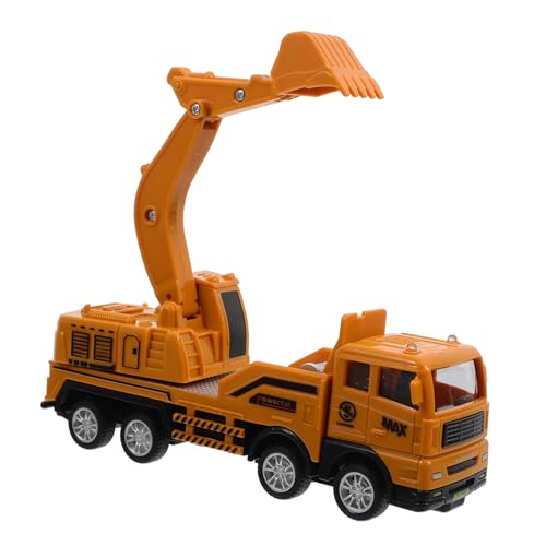 Alasum Technisches Spielzeugfahrzeug Baufahrzeug Bewegliches Automodell Lustiges Baufahrzeugmodell Kleines Cartoon-Kunststoff-LKW Bauwagenmodell Yellow Metall von Alasum