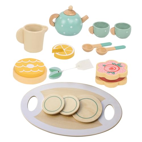 Alasum 1 Set Holz Nachmittag Tee-Set Kleinkind Tea Party Spielzeug Pretend Spielen Tee-Set Für Jungen Und Mädchen von Alasum