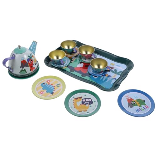 Alasum Teeservice Für Kleine Mädchen Dinosaurier-Teeparty-Set Für Kinder Kleinkinder Weißblech-Nachmittagstee-Spielset Mit Teekannen Aus Metall Teetassen Spielgeschirr von Alasum