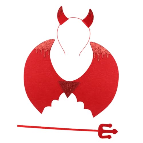 Alasum Teufels-Stirnband Hörner-Set Jungen- und Mädchen-kostümset Teufelsparty-zubehör Halloween-kostüme für Jungen und Mädchen von Alasum