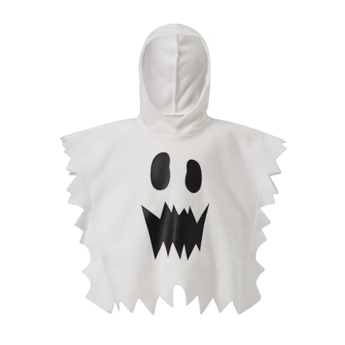 Alaurbeauty Infant Baby Halloween Umhang Kleinkind Kinder Mädchen Jungen Geist Mit Kapuze Cosplay Kleidung Weiß Halloween Poncho Cape (White, 3-4T) von Alaurbeauty