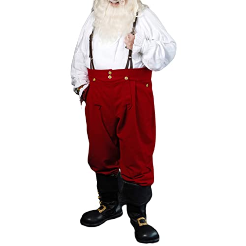 Alaurbeauty Männer Weihnachtsmann Kostüm Erwachsene Claus Kostüm, lässig Baggy Weihnachten Weihnachtsmann Suspender Jumpsuit Lustige Neuheit Cosplay Kostüm (Costume, Rot, L) von Alaurbeauty