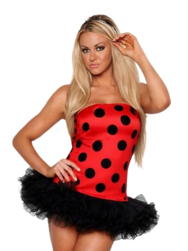Alaurbeauty Marienkäfer-Kostüm für Damen, Halloween, Verkleiden, Käferflügel, Bienenfee, Rollenspiel-Kostüm, Outfit, Kleid, Stirnband (Red, XL) von Alaurbeauty