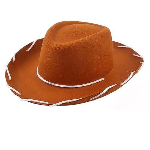Alaurbeauty Verstellbarer Kinnriemen, Cowgirl-Hüte, Westernhut für Damen und Mädchen, Kostüm, Mottoparty (Chocolate, 32cm*27cm*12cm) von Alaurbeauty