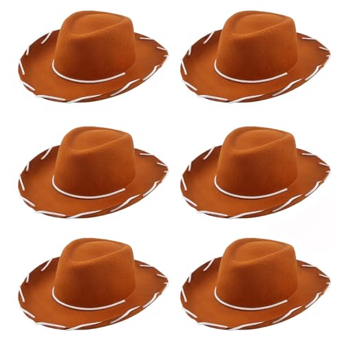 Alaurbeauty Verstellbarer Kinnriemen, Cowgirl-Hüte, Westernhut für Damen und Mädchen, Kostüm, Mottoparty (Chocolate 6 pc, 32cm*27cm*12cm) von Alaurbeauty
