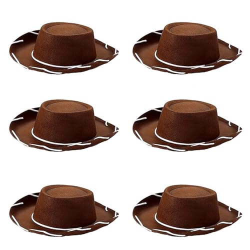 Alaurbeauty Verstellbarer Kinnriemen, Cowgirl-Hüte, Westernhut für Damen und Mädchen, Kostüm, Mottoparty (dark khaki 6 pc, 32cm*27cm*12cm) von Alaurbeauty