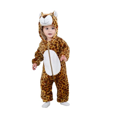 Baby Tier Halloween-Kostüm - Unisex Kleinkind Cartoon Hooded Romper Kleinkind Herbst/Winter Cosplay Jumpsuit Warm Outfit (Costume, Auburn, 8 Years) von Alaurbeauty
