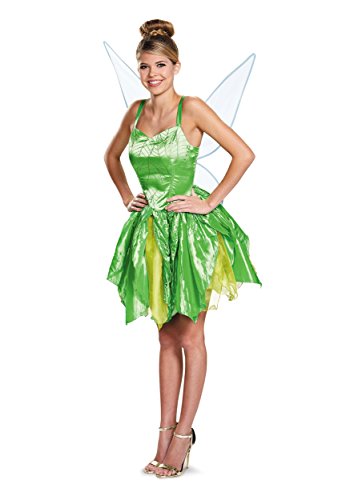 Damen Feen Tinkerbell Wald Kostüm Outfits Grün Dress Up Cosplay Ausgefallene Halloween Party mit Flügel (green, M) von Alaurbeauty