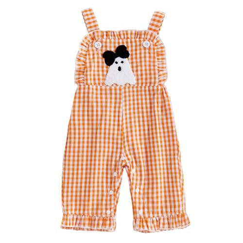Mein erstes Halloween-Outfit für Babymädchen, Kürbis-Strampler mit Rüschen, Overall, süße Einteiler, Halloween-Kleidung (Orange, 3-6 Months) von Alaurbeauty