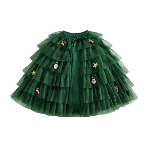 Weihnachtsoutfit für Kinder, Kleinkinder, Babys, Mädchen, Weihnachts-Tüllumhang für den Weihnachtsmann, mehrstufiger Kuchen, Krawatte vorne, Umhang aus Tüll, Weihnachtskleidung (Army Green, 3-4T) Weihnachtsoutfit für Kinder, Kleinkinder, Babys, Mädchen, Weihnachts-Tüllumhang für den Weihnachtsmann, mehrstufiger Kuchen, Krawatte vorne, Umhang aus Tüll, Weihnachtskleidung (Army Green, 3-4T) von Alaurbeauty