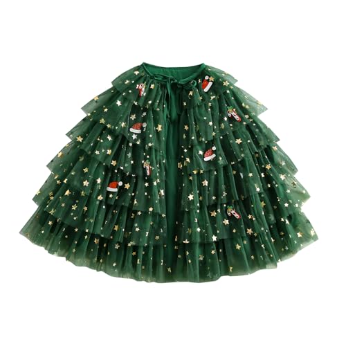 Weihnachtsoutfit für Kinder, Kleinkinder, Babys, Mädchen, Weihnachts-Tüllumhang für den Weihnachtsmann, mehrstufiger Kuchen, Krawatte vorne, Umhang aus Tüll, Weihnachtskleidung (Green, 7-8 Years) Weihnachtsoutfit für Kinder, Kleinkinder, Babys, Mädchen, Weihnachts-Tüllumhang für den Weihnachtsmann, mehrstufiger Kuchen, Krawatte vorne, Umhang aus Tüll, Weihnachtskleidung (Green, 7-8 Years) von Alaurbeauty