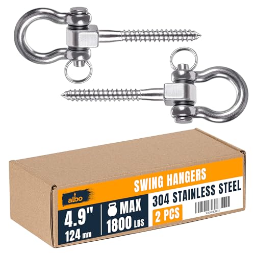 Albo 2 Stück Schaukelaufhänger - 4,9 Zoll, 304 Edelstahl, 816.5 kg Schwenkschrauben für Holzbalken, Hängematte, Verandaschaukel, Yoga, Boxsack, Fitnessgeräte, Indoor Outdoor Albo 2 Stück Schaukelaufhänger - 4,9 Zoll, 304 Edelstahl, 816.5 kg Schwenkschrauben für Holzbalken, Hängematte, Verandaschaukel, Yoga, Boxsack, Fitnessgeräte, Indoor Outdoor von Albo