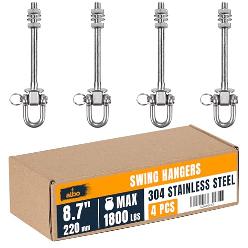 Albo 4 Stück Heavy Duty Swing Hangers - 8.7 Zoll, 304 Edelstahl, 816.5 kg Drehhaken für Hängematte, Veranda, Fitnessstudio, Boxsack, Yoga, Spielplatz, Deckenhalterung für Holz & Beton Indoor Outdoor Albo 4 Stück Heavy Duty Swing Hangers - 8.7 Zoll, 304 Edelstahl, 816.5 kg Drehhaken für Hängematte, Veranda, Fitnessstudio, Boxsack, Yoga, Spielplatz, Deckenhalterung für Holz & Beton Indoor Outdoor von Albo