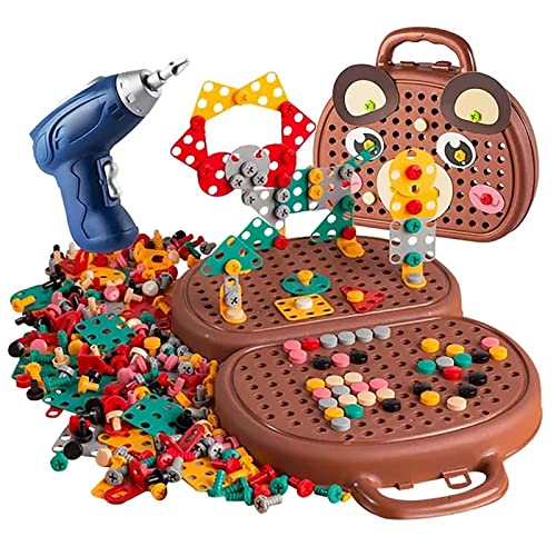 Alecony Kleinkindspielzeug Kreative Toolbox mit Spielzeug Bohrmaschine Schraubendreher Werkzeug-Set Puzzle Vorschule Lernspielzeug für Kinder Jungen und Mädchen 3. bis 10. Baby (C, One Size) von Alecony
