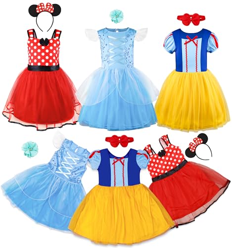AlecosFun Prinzessinnenkostüm für Kleinkinder, 6-teilig, Tutu-Kostüm für Kleinkinder, 4-6T Geburtstag von AlecosFun