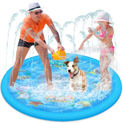 Alederways Hunde-Planschbecken, kleiner Hunde-Planschbecken, faltbar, Sommergarten, Outdoor-Sprinkler, Spielmatte, lustiger Hinterhofbrunnen für Kinder, Haustierpool, Wasserspielzeug (blauer Delphin Alederways Hunde-Planschbecken, kleiner Hunde-Planschbecken, faltbar, Sommergarten, Outdoor-Sprinkler, Spielmatte, lustiger Hinterhofbrunnen für Kinder, Haustierpool, Wasserspielzeug (blauer Delphin von Alederways