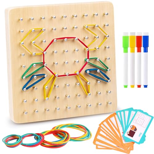 Aleevii Holz Geoboard Montessori Spielzeug ab 3 Jahre Faden-Spielzeug für Feinmotorische Übungen Montessori Vorschule Spiele für Kinder Aleevii Holz Geoboard Montessori Spielzeug ab 3 Jahre Faden-Spielzeug für Feinmotorische Übungen Montessori Vorschule Spiele für Kinder von Aleevii