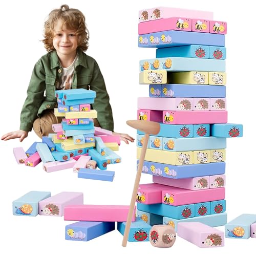 Aleevii Wackelturm Klassische Spiele Wackelturm Spiegel Montessori Spielzeug ab 3 Jahre Gesellschaftsspiele aus Holz Kinder von Aleevii