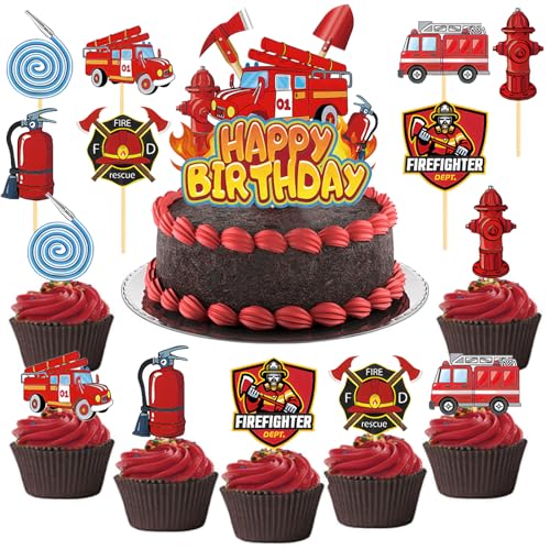 Alethron Feuerwehr Deko Kindergeburtstag, 15 Stück Feuerwehr Geburtstag Deko Fire Truck Cupcake Topper Geburtstagsdeko Feuerwehr Kuchen Deko Feuerwehrmann Tortendeko für Kinder Partydekoration Alethron Feuerwehr Deko Kindergeburtstag, 15 Stück Feuerwehr Geburtstag Deko Fire Truck Cupcake Topper Geburtstagsdeko Feuerwehr Kuchen Deko Feuerwehrmann Tortendeko für Kinder Partydekoration von Alethron
