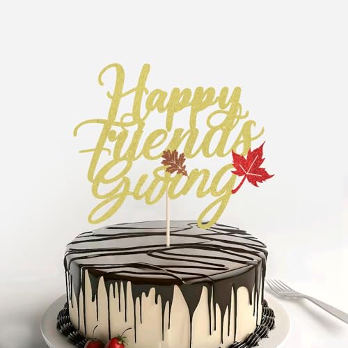 Happy Thanksgiving Tortenaufsatz – Ahornblatt-Türkei-Schild, glitzerndes Kuchenpicker für Herbstanlässe, Zubehör für Thanksgiving oder Babyparty von Alewoaly