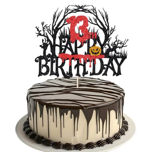 Killer Happy 13th Birthday Cake Topper, Halloween Zombie Vampire Bloody Friday Birthday Decor Halloween Horror Themed 13th Birthday Party Decorations von Alewoaly