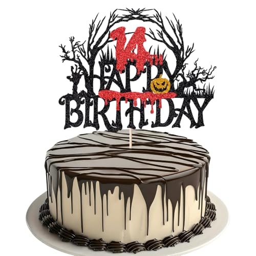 Killer Happy 14th Birthday Cake Topper, Halloween Zombie Vampire Bloody Friday Birthday Decor Halloween Horror Themed 14th Birthday Party Decorations Killer Happy 14th Birthday Cake Topper, Halloween Zombie Vampire Bloody Friday Birthday Decor Halloween Horror Themed 14th Birthday Party Decorations von Alewoaly