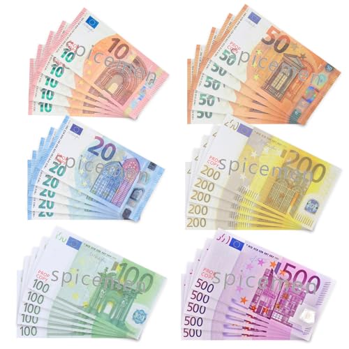 Copy Money Spielgeld - 150 Blätter Prop Money Rechnen Lernen Kaufmannsladen Spielen Deko (25 x 10€,20€,50€,100€,200€,500€) von Alftek