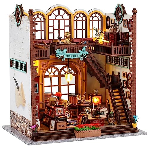 Aliaga Miniatur-Haus-Set aus Holz mit Möbeln und LED-Dekoration, Geschenke für Geburtstag, Weihnachten und Valentinstag von Aliaga