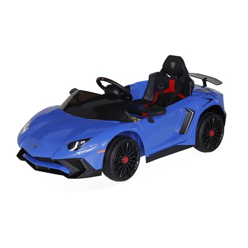 12V Elektroauto für Kinder Lamborghini, blau, 1 Sitzer, mit Autoradio, Fernbedienung, MP3, USB-Anschluss und funktionierenden Scheinwerfern von Alice's Garden