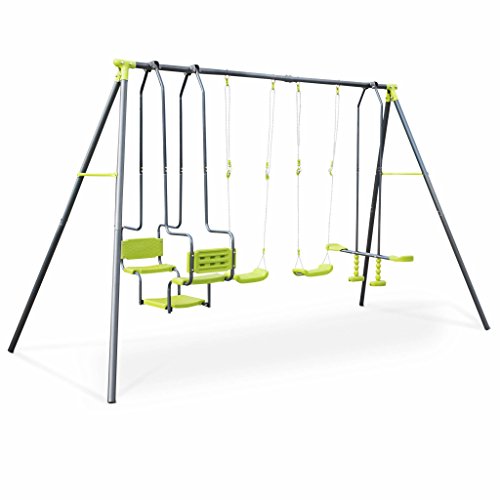 Alice's Garden - 4-teilige Metallschaukel Meltemi Spielgerüst, 6 Sitze mit 2 Schaukeln, 1 Doppelschaukel und 1 Wippe, 223 cm hoch, Spielstation im Freien Alice's Garden - 4-teilige Metallschaukel Meltemi Spielgerüst, 6 Sitze mit 2 Schaukeln, 1 Doppelschaukel und 1 Wippe, 223 cm hoch, Spielstation im Freien von Alice's Garden