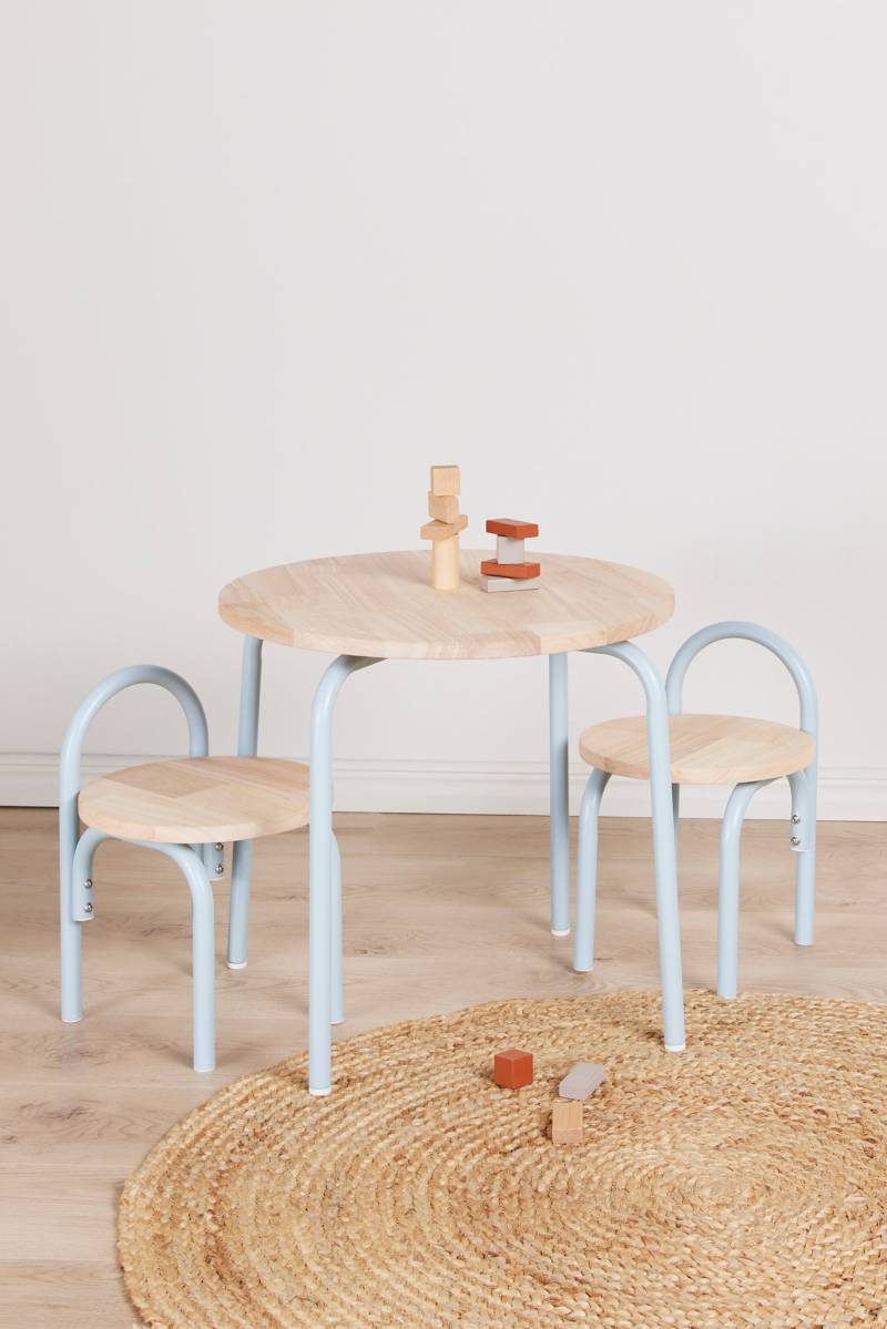 Alice &  Fox CLEO Tisch und Stühle, Blau/Natur von Alice & Fox