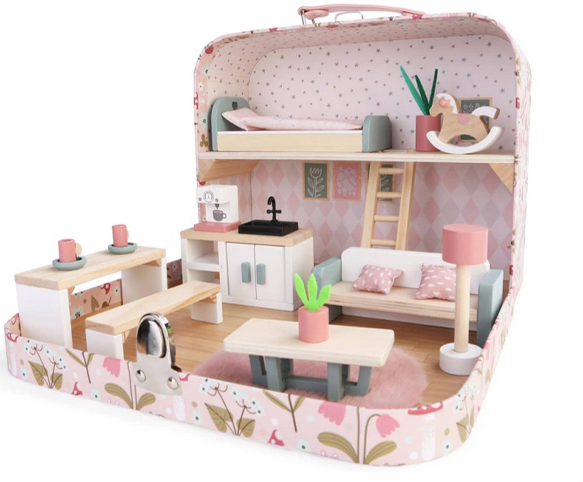 Alice &  Fox Koffer Puppenhaus, Rosa, Holz von Alice & Fox