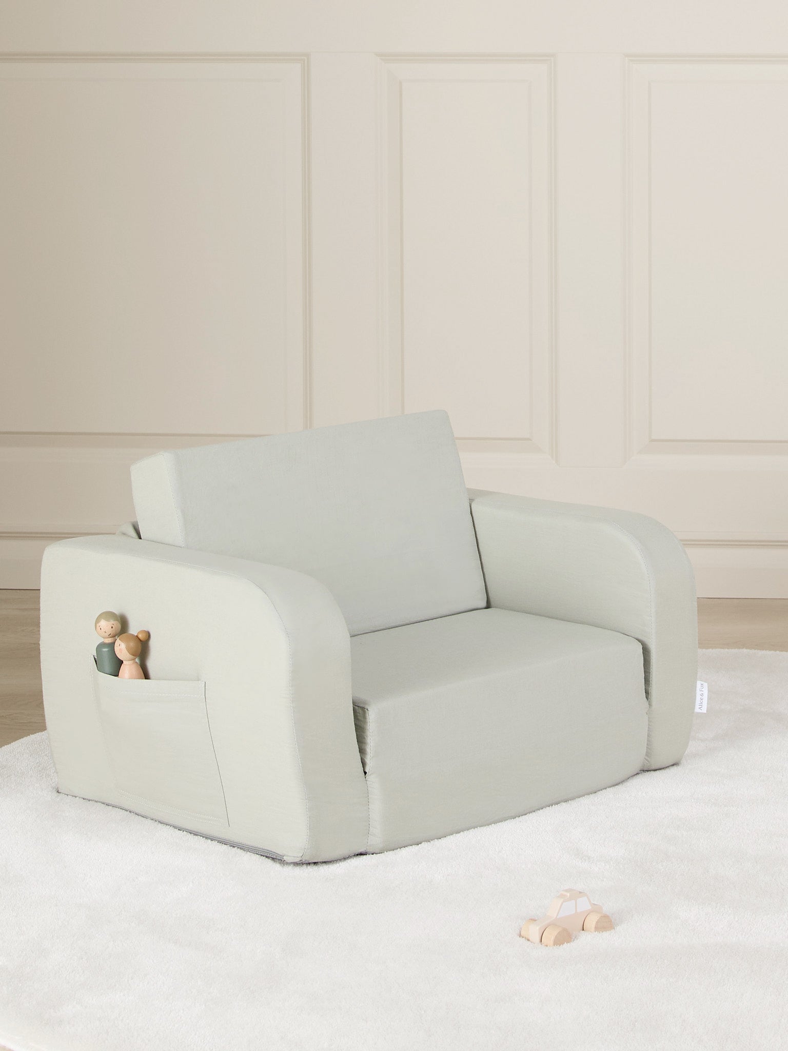 Alice &  Fox MUSHY Klappsessel, Green Linen, Kindersessel von Alice & Fox