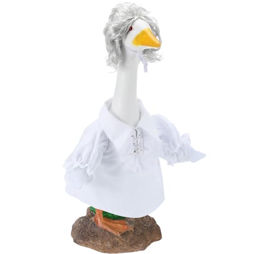 Aliceset Halloween-Gans-Outfit, Veranda-Gans-Outfit mit Perücke, Zement-Statue, Kleidung für Hof, Outdoor, Terrasse, Rasen, Garten, Halloween-Dekoration, passend für große 58,4 cm H-Statue von Aliceset