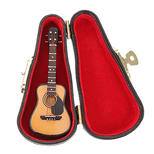 Alipis 1 Satz Miniatur Gitarre Modell mit Stand und Koffer Dekoratives für Puppenhäuser Akustische Gitarre für Junge Mädchen Einzigartiges Instrumenten Deko Objekt von Alipis