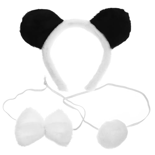 Alipis Panda Tierkostüm Jungen und Mädchen Plüschbär Stirnband Pelzbär Ohren Stirnband für Cosplay Party von Alipis