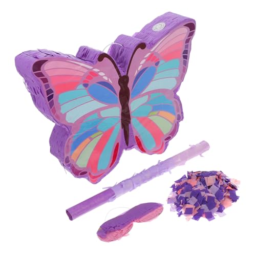 Alipis 1 Satz Schmetterling Piñata für Kindergeburtstag Befüllbare Dekoration mit Stock Augenbinde und Konfetti Partyzubehör für Schmetterlingsthema und Karneval von Alipis