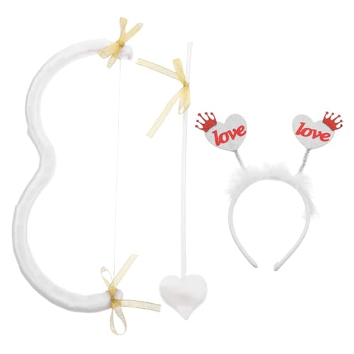 Alipis 1 Satz Stirnband-Set mit und Bogen dekorative Stirnbänder dekorativer Amor Valentinstag Accessoires Kopfschmuck Cupid Cosplay-Stirnband Amorbogen zum Valentinstag Nylon Weiß von Alipis