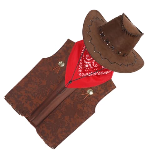 Alipis 1 Satz Teiliges Cowboy Kostüm Set für Karneval und Cosplay Western Outfit mit Weste Hut und Halstuch für Jungen und Mädchen Alipis 1 Satz Teiliges Cowboy Kostüm Set für Karneval und Cosplay Western Outfit mit Weste Hut und Halstuch für Jungen und Mädchen von Alipis