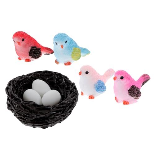 Alipis 1 Satz Vögel Figuren Winzig Kleine Feenfiguren Frosch Käfige Dinosaurierspielzeug Zwerg Ungewöhnlich Minifiguren Krähe Künstlich Miniatur Tiere Nest Feengarten Zubehör Harz von Alipis